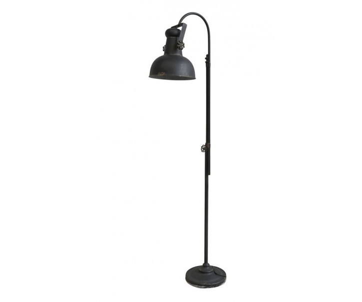 Černá antik kovová stojací lampa s patinou Factory - 175 cm / E27/ 60W