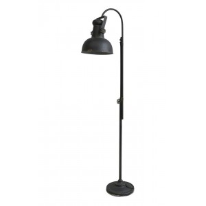 Černá antik kovová stojací lampa s patinou Factory - 175 cm / E27/ 60W