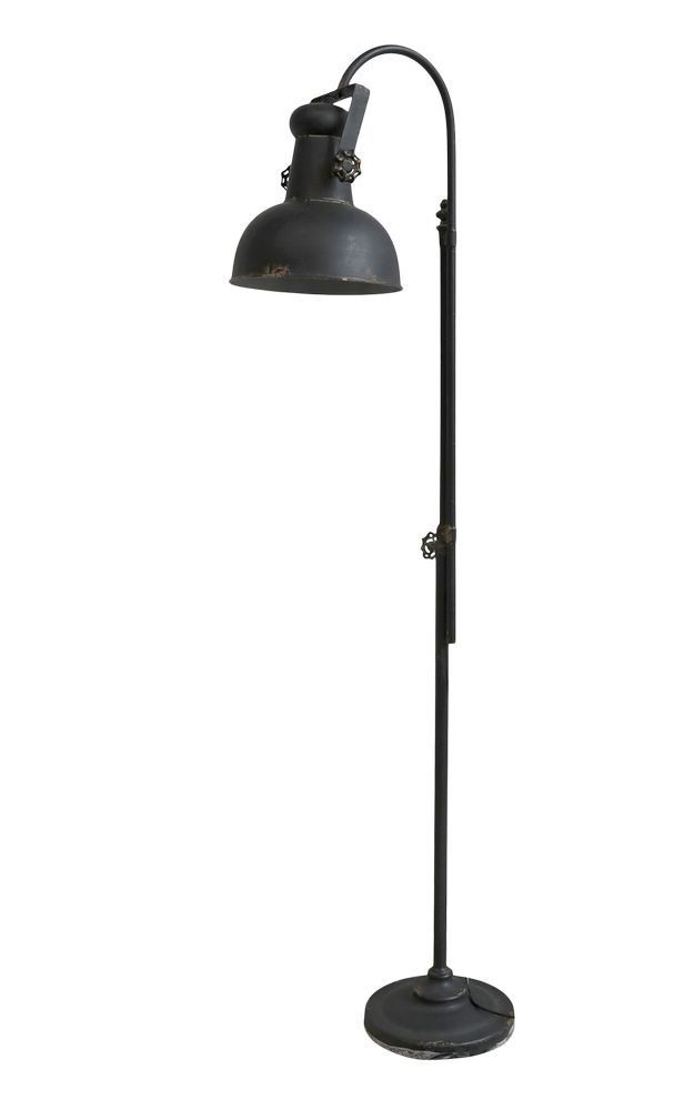Černá antik kovová stojací lampa s patinou Factory - 175 cm / E27/ 60W