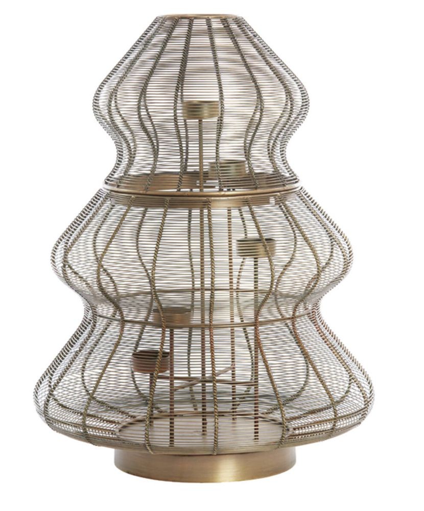 Bronzový antik kovový svícen vánoční stromek na 5 svíček Tree - Ø 38*50 cm