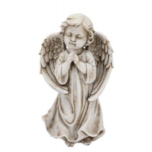 Šedá antik cementová dekorace modlící se anděl - 17*11*29 cm