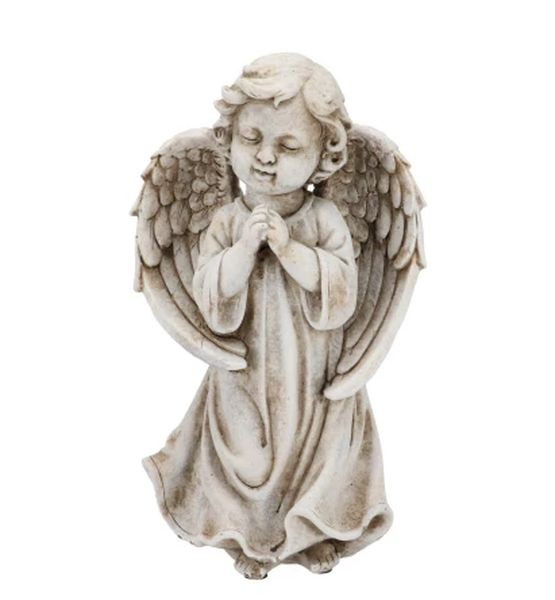 Šedá antik cementová dekorace modlící se anděl - 17*11*29 cm