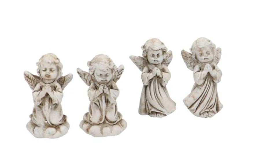 4ks šedá antik cementová dekorace modlící se anděl - 5*4*9 cm