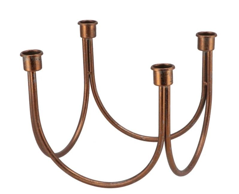 Zlatý antik kovový svícen na 4 svíčky Dhaka gold - 21*21*18 cm