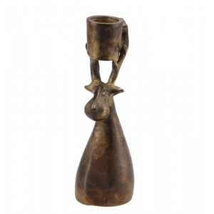 Mosazný antik kovový svícen na úzkou svíčku sob Debra - 9*8*9 cm