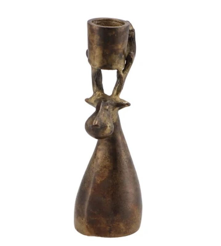 Mosazný antik kovový svícen na úzkou svíčku sob Debra - 9*8*9 cm