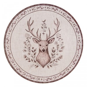 Béžový servírovací talíř s jelenem Gentle Wilderness - Ø 33*1 cm