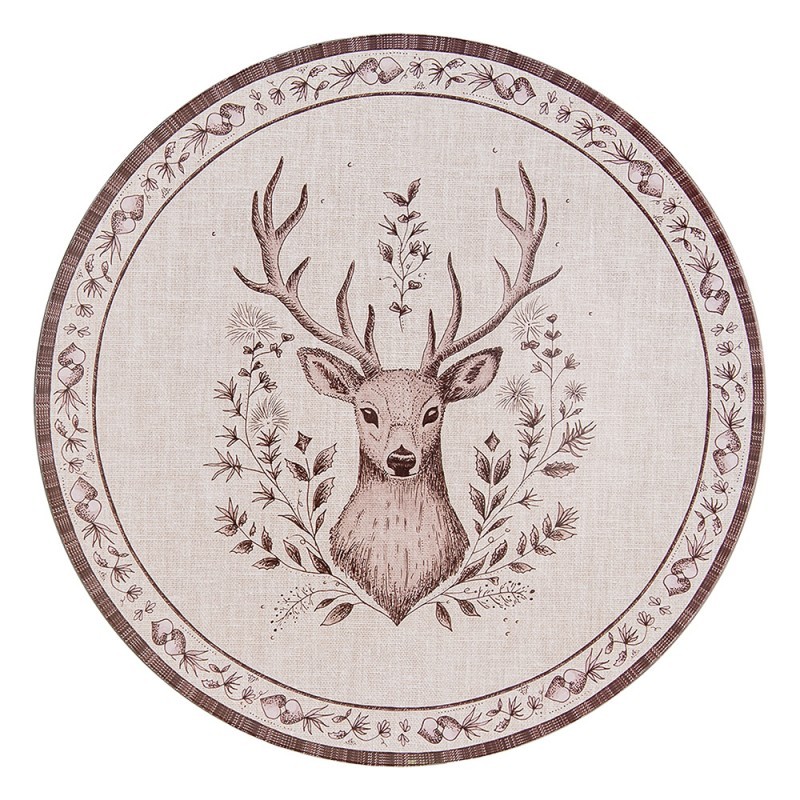 Béžový servírovací talíř s jelenem Gentle Wilderness - Ø 33*1 cm