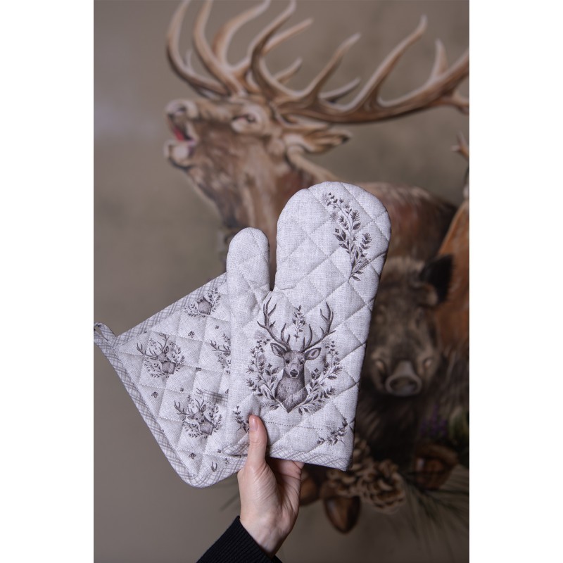 Béžová textilní chňapka - rukavice s jelenem Gentle Wilderness - 18*30 cm
