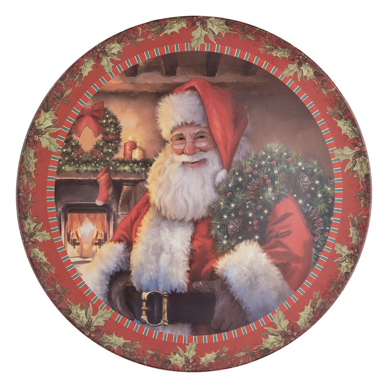 Vánoční plastový kulatý servírovací podnos/talíř Santa Claus - Ø 40*1 cm