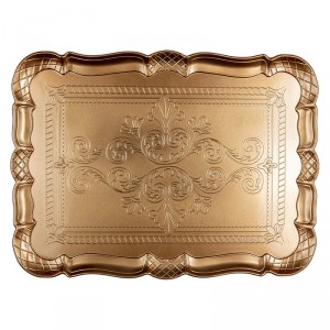 Zlatý antik obdélníkový servírovací podnos Ornament - 40*30 cm