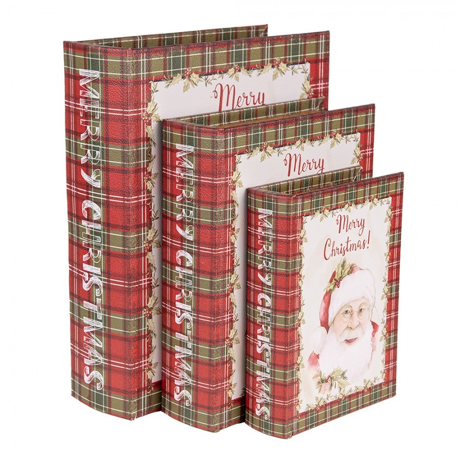 3ks úložný box ve tvaru knihy Merry Christmas - 27*22*7 / 22*17*6 / 17*12*4 cm