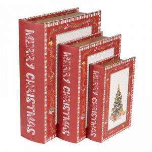 3ks úložný box ve tvaru knihy Merry Christmas - 27*22*7 / 22*17*6 / 17*12*4 cm