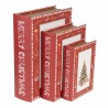 3ks úložný box ve tvaru knihy Merry Christmas - 27*22*7 / 22*17*6 / 17*12*4 cm Barva: bílá off, červená, zelenáMateriál: MDFHmotnost: 1,48 kg