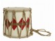 Červeno-bílý vánoční dřevěný buben s kůží Drum Vintage - Ø 17*16 cm