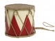 Červeno-bílý vánoční dřevěný buben s kůží Drum Vintage - Ø 15*12 cm