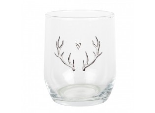 Sklenička na vodu paroží se srdíčkem Love Deer - Ø 8*9 cm / 300 ml