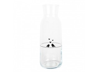 Skleněná karafa s ptáčky a srdíčky Love Birds - Ø 9*25 cm / 1000 ml
