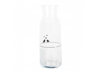 Skleněná karafa s ptáčky a srdíčky Love Birds - Ø 9*25 cm / 1000 ml