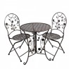 Hnědý antik kovový Bistro set zdobený růžemi Rose - Ø 60*70 / 40*40*94 cm Barva: hnědá antikMateriál: kovHmotnost: 12,80 kg