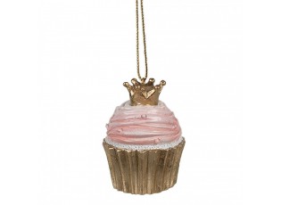 Růžovo-zlatá vánoční ozdoba Cupcake - Ø 4*6 cm