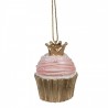 Růžovo-zlatá vánoční ozdoba Cupcake - Ø 4*6 cmBarva: růžová, zlatáMateriál: PolyresinHmotnost: 0,09 kg