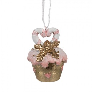 Růžovo-zlatá vánoční ozdoba Cupcake - Ø 5 * 6 cm