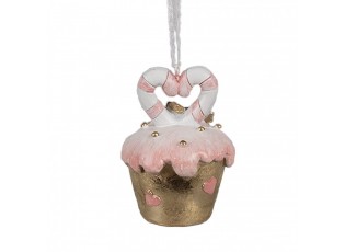 Růžovo-zlatá vánoční ozdoba Cupcake - Ø 5 * 6 cm