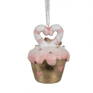 Růžovo-zlatá vánoční ozdoba Cupcake - Ø 5 * 6 cm