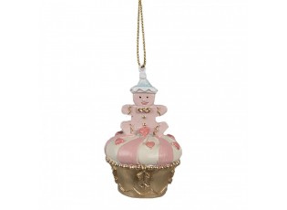 Růžovo-zlatá vánoční ozdoba Cupcake - Ø 5*8 cm 