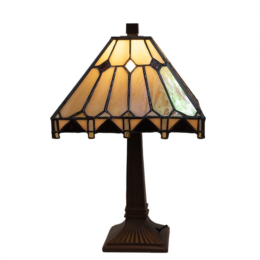 Table Lamp Tiffany 23x23x38 Cm Beige Glass Desk Lamp - 23*23*38 cm E14/ma* 1*40W