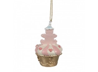 Růžovo-zlatá vánoční ozdoba Cupcake - Ø 5*8 cm 