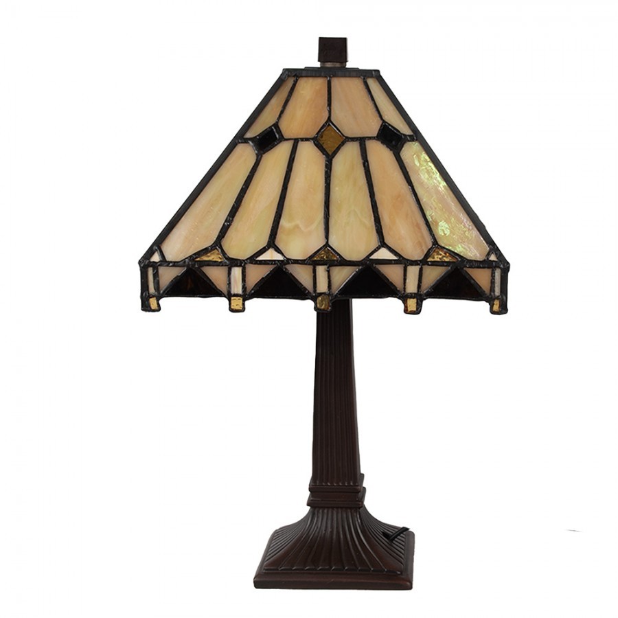 Table Lamp Tiffany 23x23x38 Cm Beige Glass Desk Lamp - 23*23*38 cm E14/ma* 1*40W