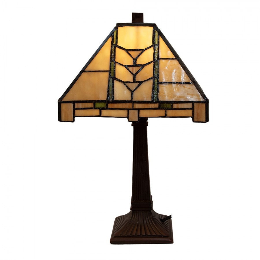 Table Lamp Tiffany 23x23x38 Cm Beige Glass Desk Lamp - 23*23*38 cm E14/ma* 1*40W