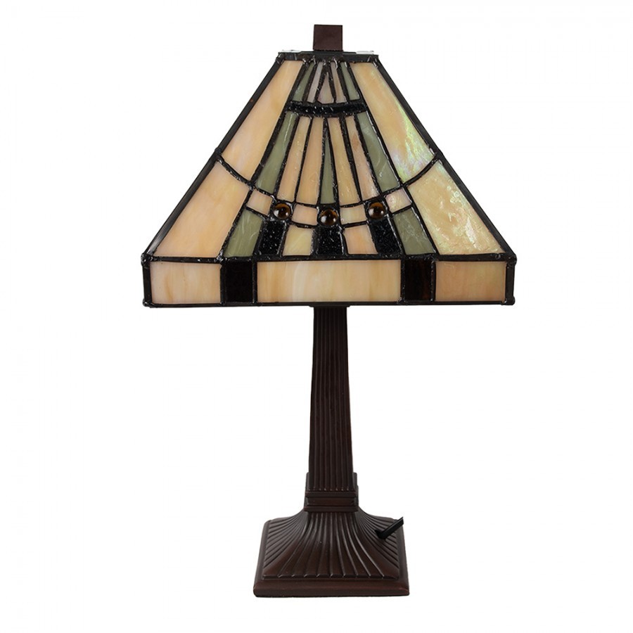 Table Lamp Tiffany 23x23x38 Cm Beige Glass Desk Lamp - 23*23*38 cm E14/ma* 1*40W