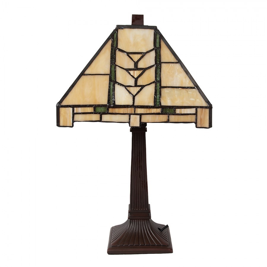 Table Lamp Tiffany 23x23x38 Cm Beige Glass Desk Lamp - 23*23*38 cm E14/ma* 1*40W