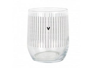Sklenička se srdíčky a proužky Lovely Day - Ø 8*9 cm / 300 ml