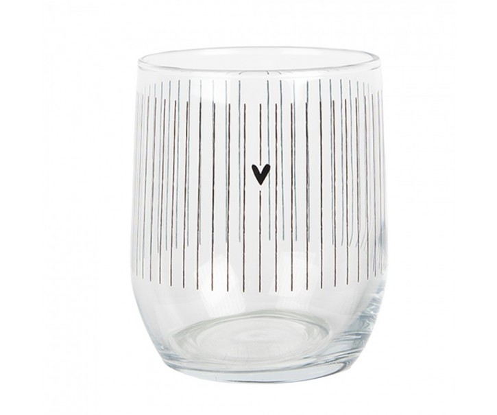 Sklenička se srdíčky a proužky Lovely Day - Ø 8*9 cm / 300 ml Clayre & Eef
