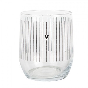 Sklenička se srdíčky a proužky Lovely Day - Ø 8*9 cm / 300 ml