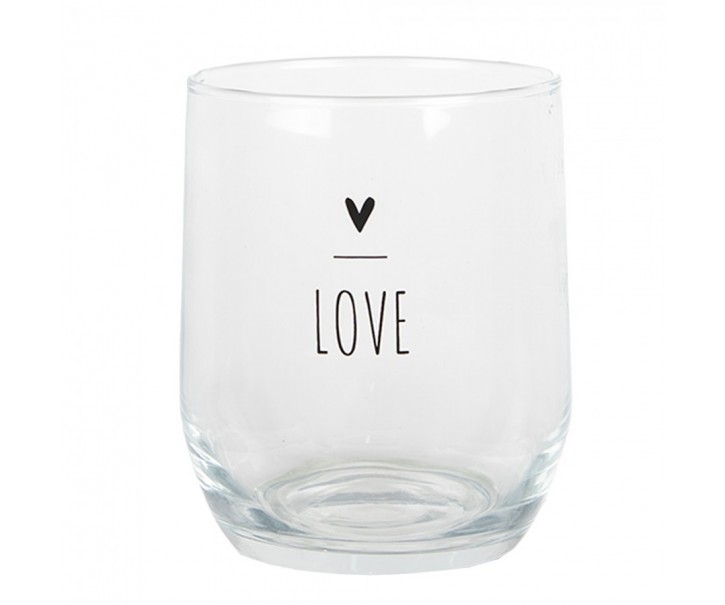 Sklenička se srdíčkem Lovely Day - Ø 8*9 cm / 300 ml Clayre & Eef