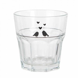 Sklenička s ptáčky a srdíčky Love Birds - Ø 8*8 cm / 200 ml
