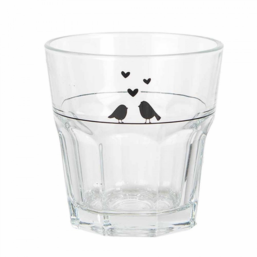Sklenička s ptáčky a srdíčky Love Birds - Ø 8*8 cm / 200 ml