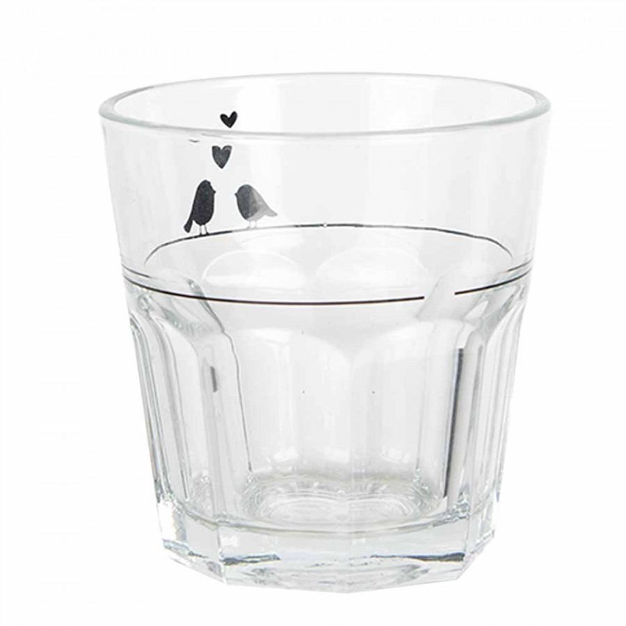 Sklenička s ptáčky a srdíčky Love Birds - Ø 8*8 cm / 200 ml