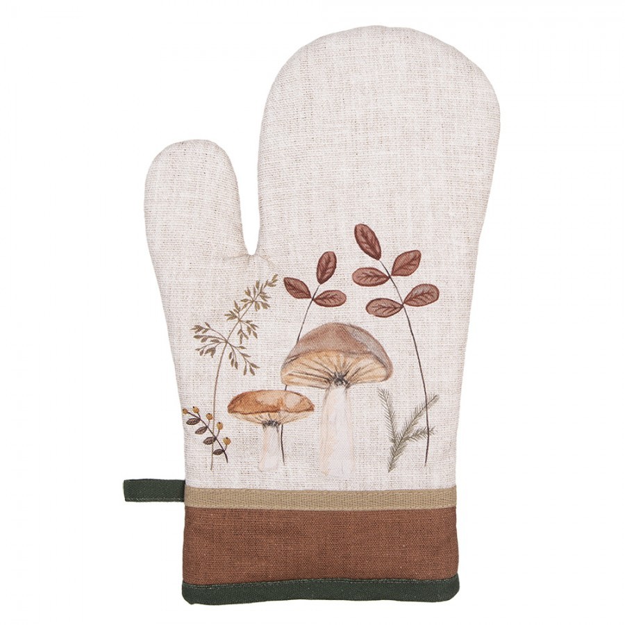 Béžová chňapka - rukavice s houbičkami Little Forest Jewels - 18*30 cm Clayre & Eef