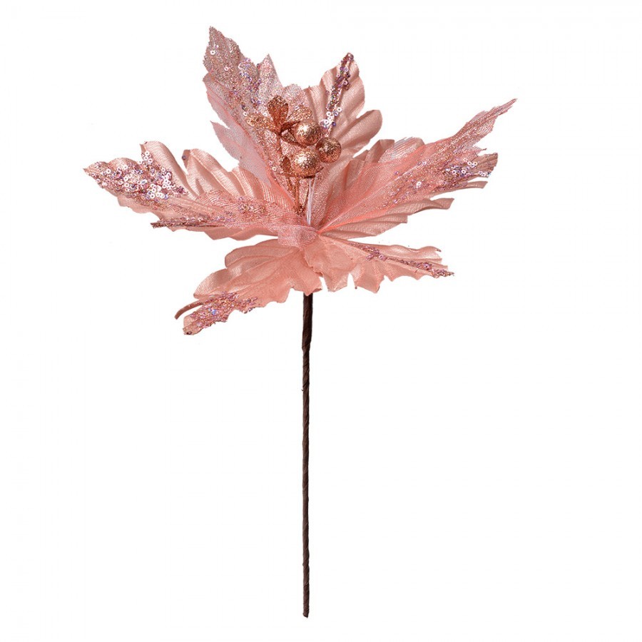 Růžová umělá rostlina vánoční hvězda Poinsettia - Ø 25*38 cm