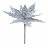 Stříbrná umělá květina zápich vánoční hvězda Poinsettia - Ø 26*27 cm 