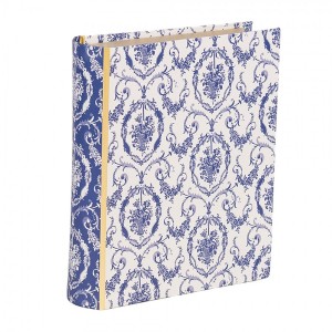 Bílo-modrý úložný box s květy ve tvaru knihy Book Van - 17*14*5 cm