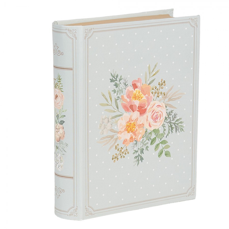 Modrý úložný box s květy ve tvaru knihy Book Van - 17*14*5 cm
