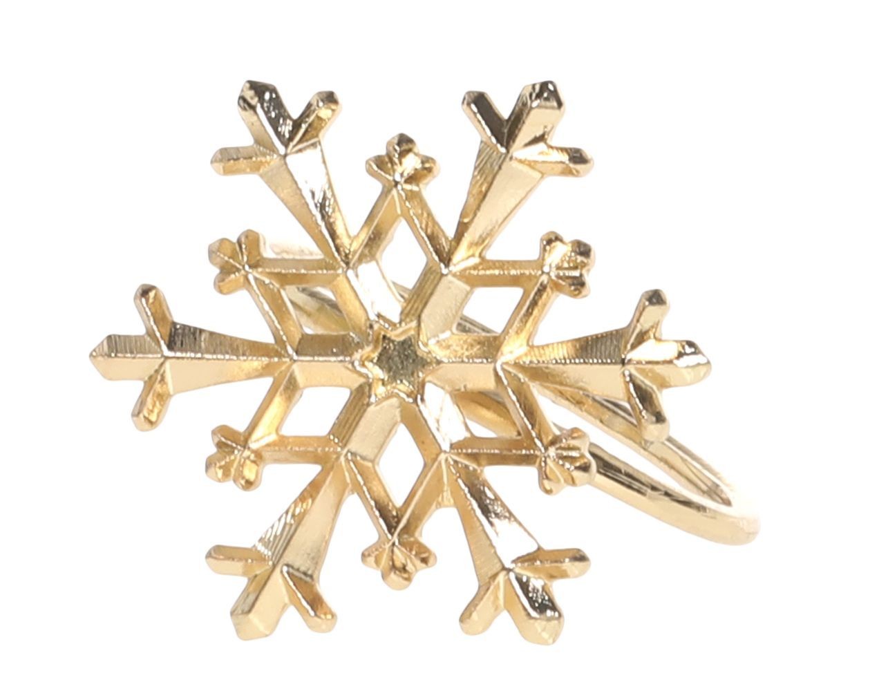 Mosazný antik kovový kroužek na ubrousek s vločkou Snowflakes - 4*4*4 cm