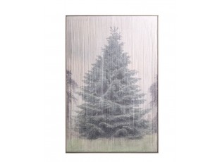 Vintage nástěnný obraz se stromkem a led světýlky Christmas - 55*2,5*84 cm